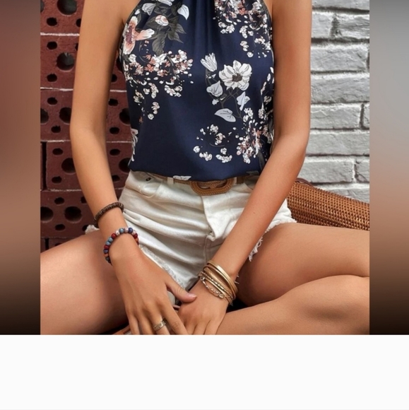 Halter Top Navy Blue Floral - Picture 5 of 5